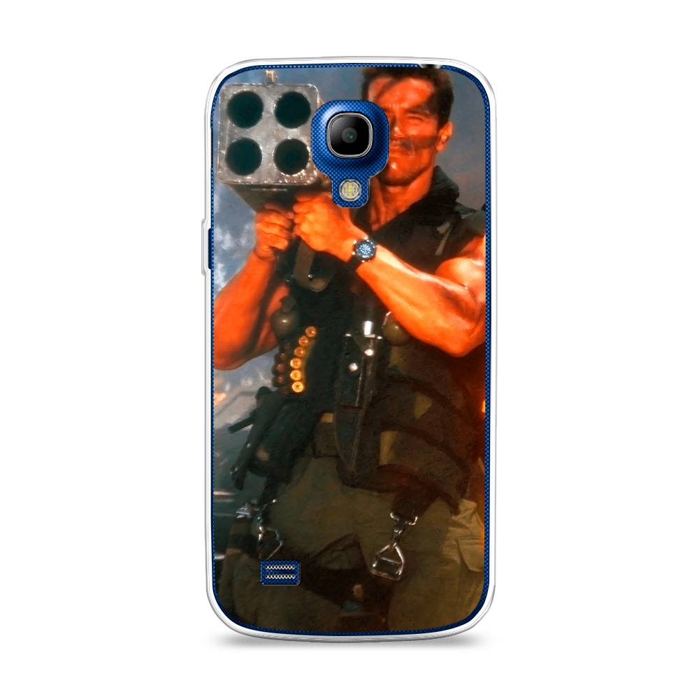 

Чехол на Samsung Galaxy S4 mini "Арнольд Шварцнеггер с базукой", Голубой;коричневый, 24050-6
