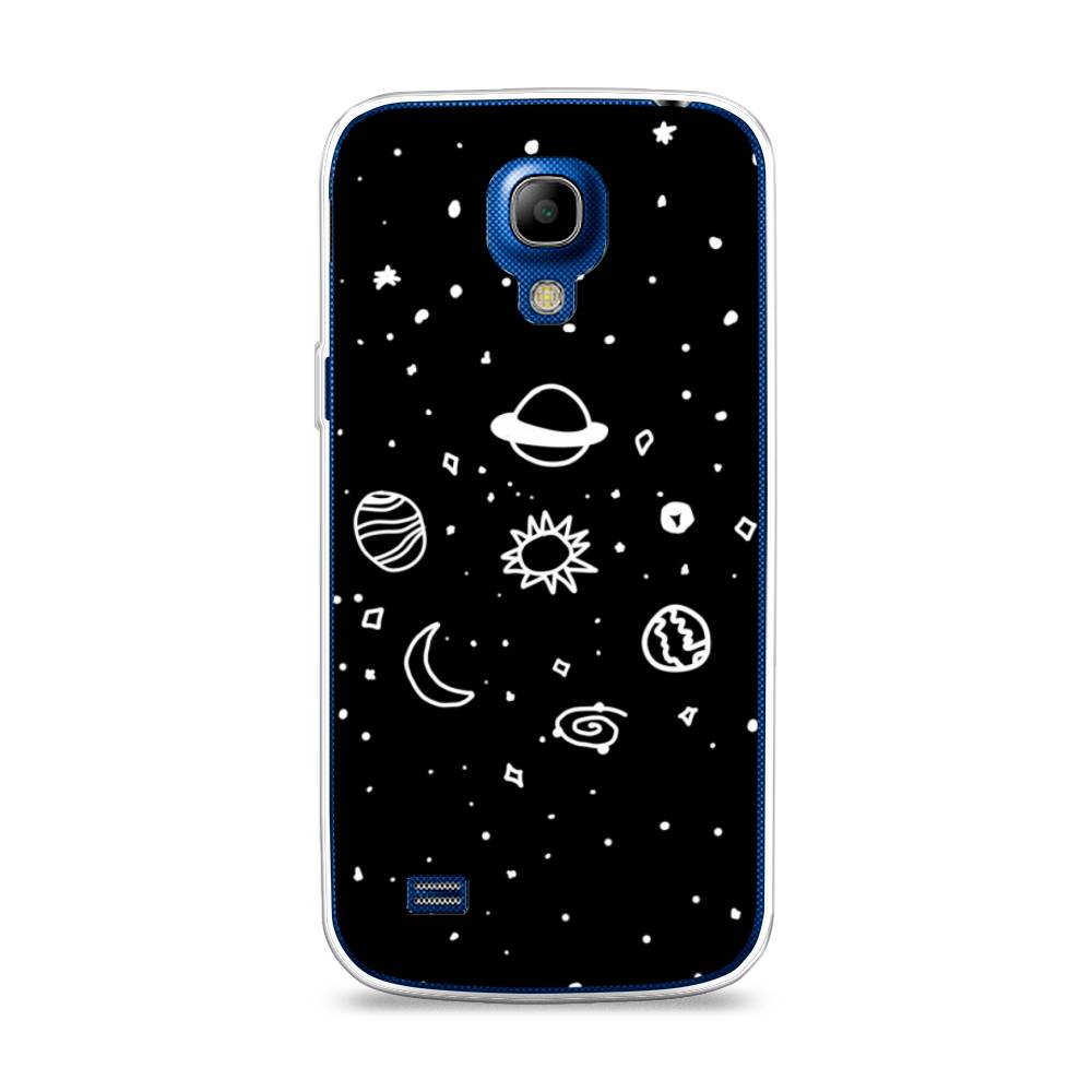 

Чехол на Samsung Galaxy S4 mini "Дудл солнечной системы", Бежевый;серый, 24050-2