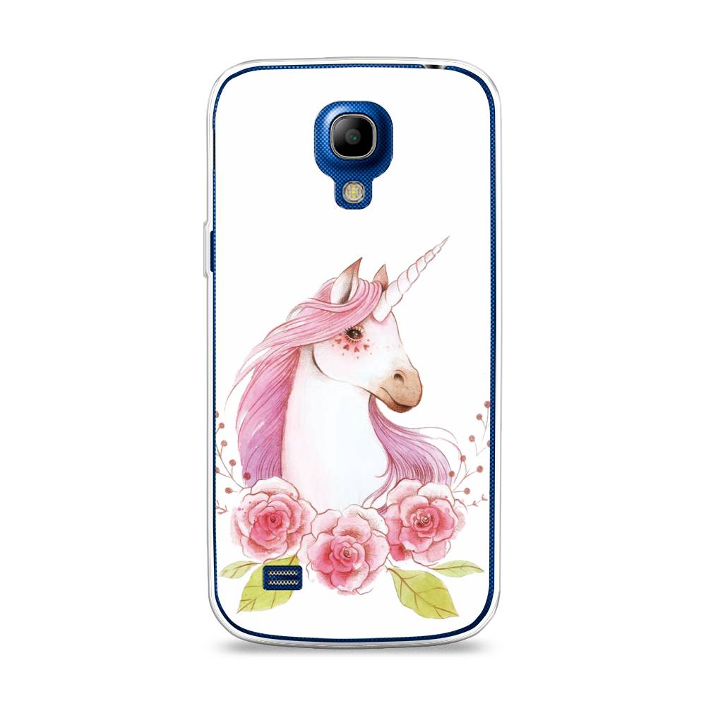 

Чехол на Samsung Galaxy S4 mini "Единорог цветы", Белый;розовый;серый, 24050-1