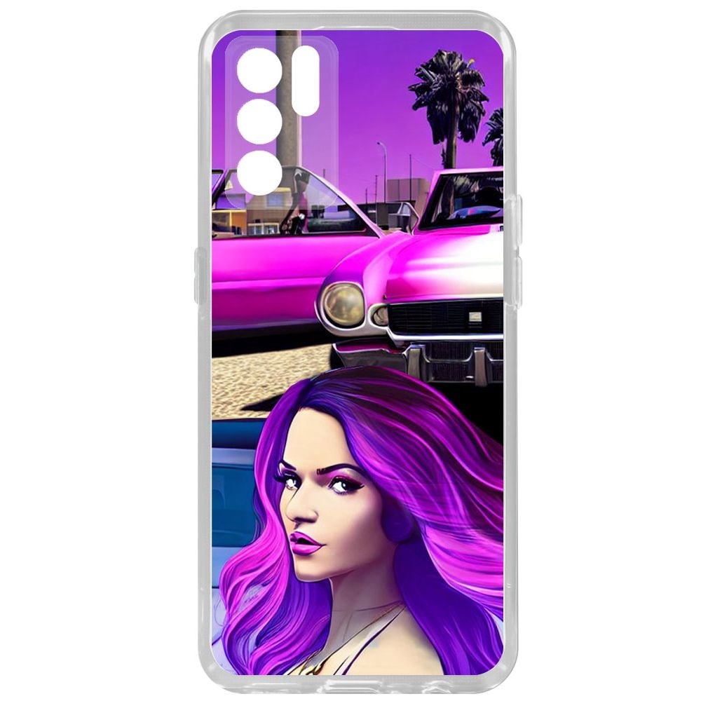 

Чехол-накладка Krutoff Clear Case Жизнь в розовом для Oppo Reno6, Прозрачный