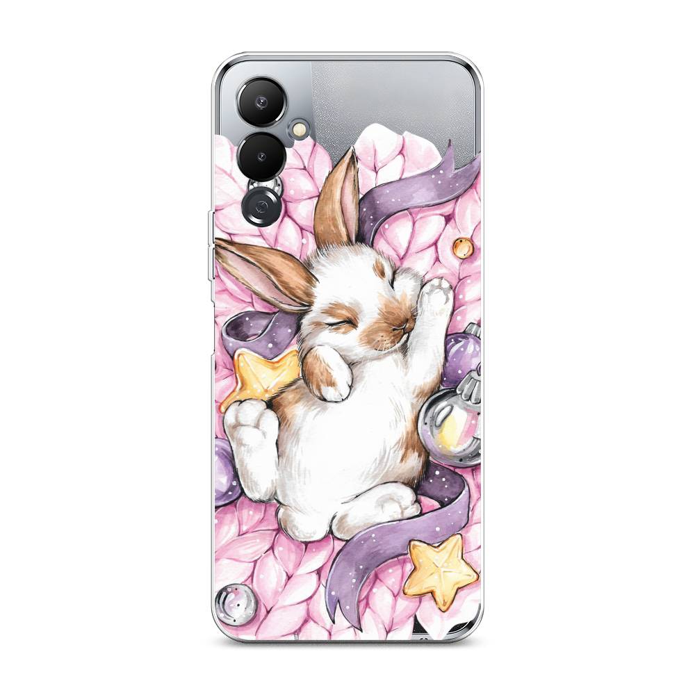 

Чехол на Tecno Pova 4 "Кролик спит", Розовый;белый, 302550-5
