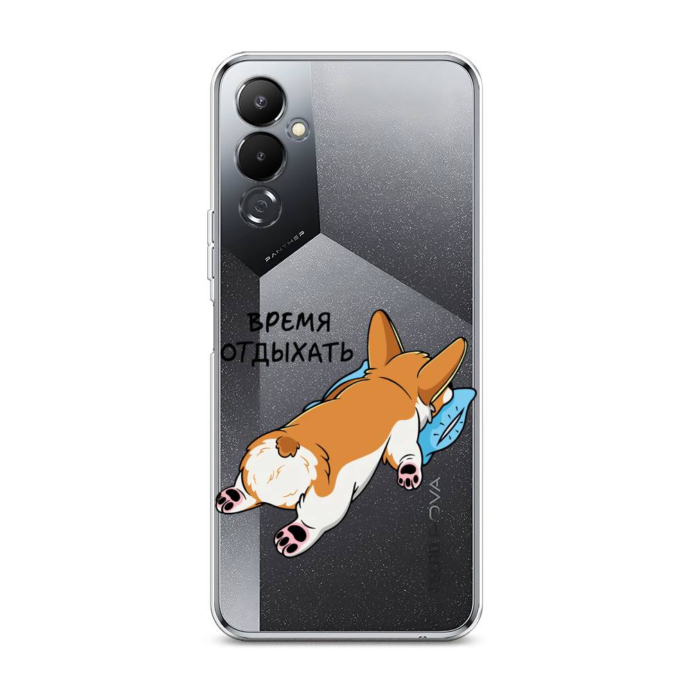 

Чехол на Tecno Pova 4 "Корги отдыхает", Черный;коричневый;голубой, 302550-1
