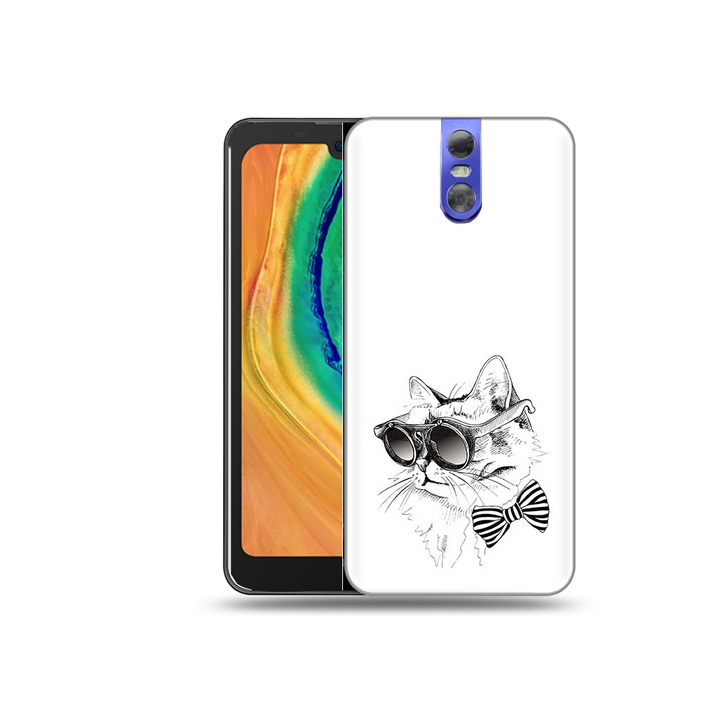 

Чехол MyPads Tocco для Doogee BL7000 крутая кошка в очках, Прозрачный, Tocco