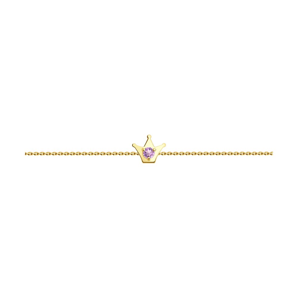 

Браслет из желтого золота с аметистом р.  Diamant 53-350-01313-1, 53-350-01313-1
