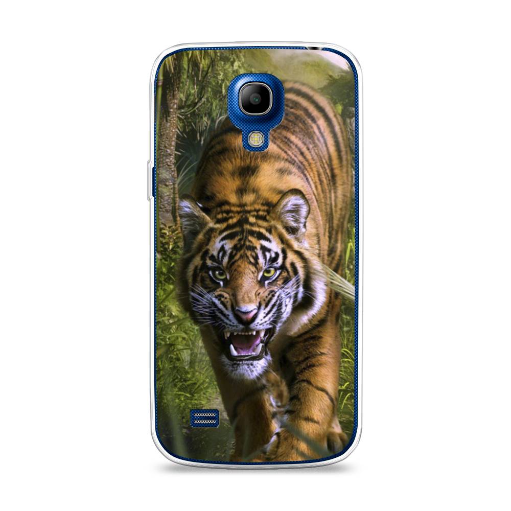 

Чехол на Samsung Galaxy S4 mini "Тигр в джунглях 2", Оранжевый;зеленый, 24050-1