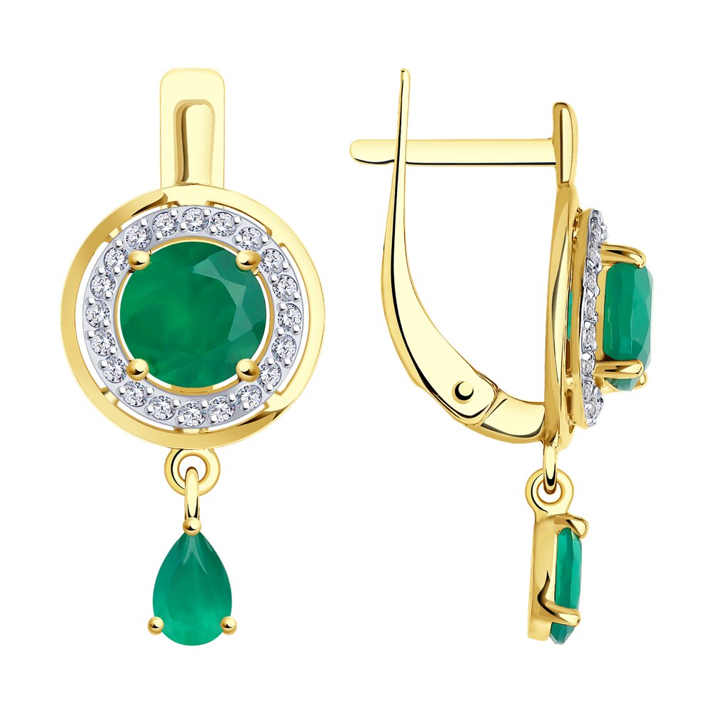 

Серьги из желтого золота с фианитом/агатом Diamant 53-321-01426-2, 53-321-01426-2