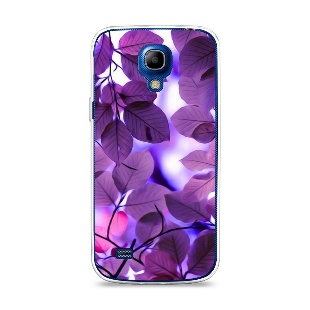 

Чехол на Samsung Galaxy S4 mini "Сиреневые листики", Фиолетовый;голубой, 24050-2