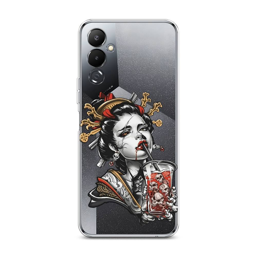 

Чехол на Tecno Pova 4 "Опасная гейша", Красный;черный;серый, 302550-4