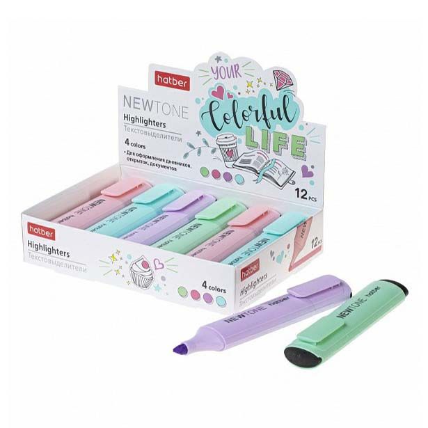 Текстовыделитель Hatber Newtone Pastel 1-5 мм в ассортименте (цвет по наличию)