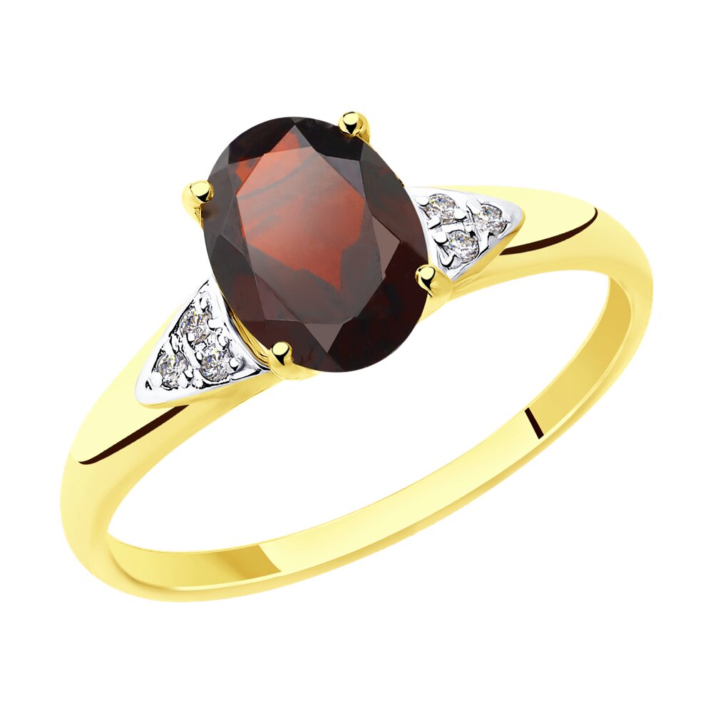 

Кольцо из золота р. 18,5 Diamant 53-310-00216-2, фианит\гранат, 53-310-00216-2