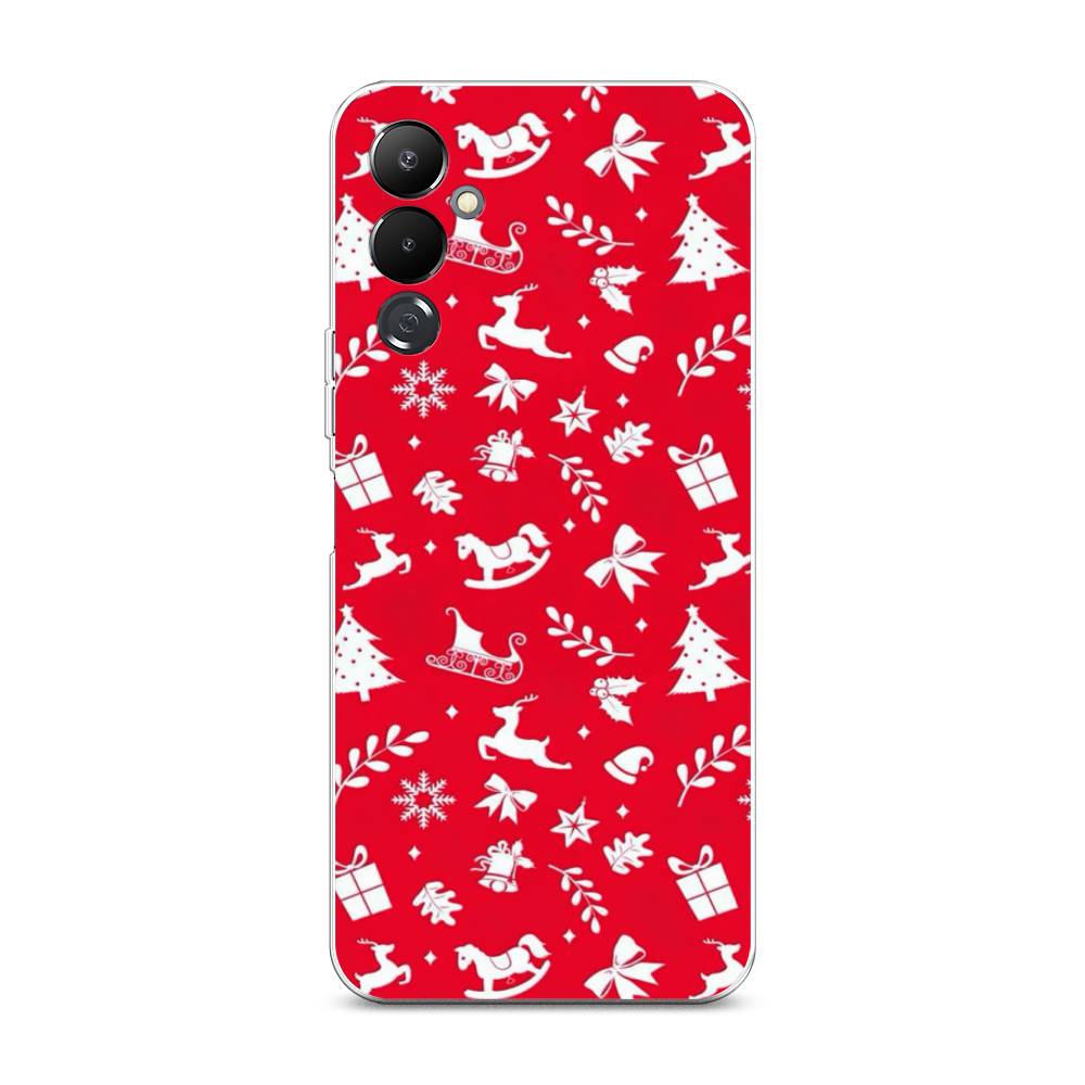 

Чехол на Tecno Pova 4 "Красный новогодний фон", Красный;белый, 302550-5