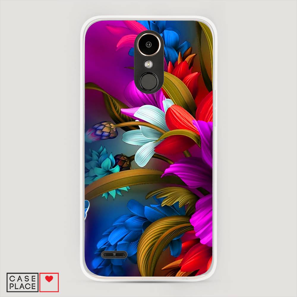

Чехол на LG K10 2017 "Фантастические цветы", Фиолетовый;красный;синий, 81350-2