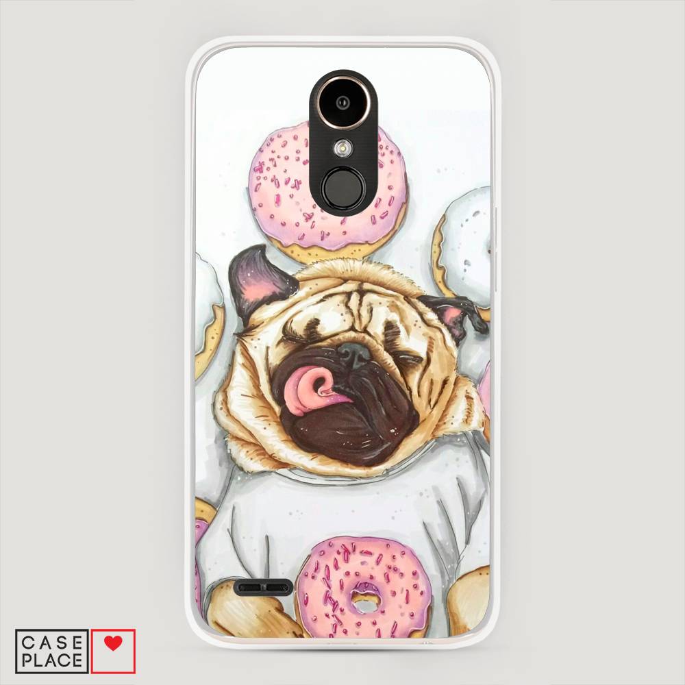 

Чехол на LG K10 2017 "Счастливый мопс", Розовый;бежевый;коричневый, 81350-1