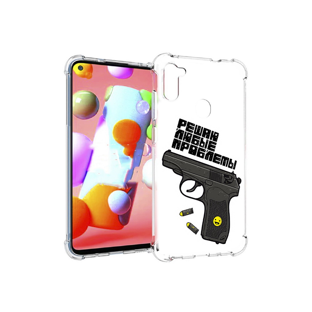 

Чехол MyPads Tocco для Samsung Galaxy M11 пистолет против проблем (PT147121.487.542), Прозрачный, Tocco