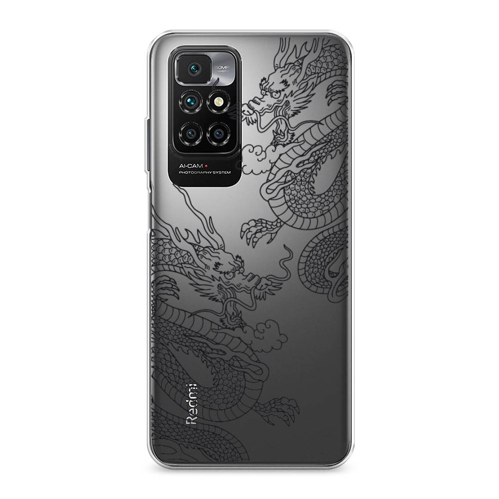 

Чехол на Xiaomi Redmi 10 "Два китайских дракона", Серый;черный, 311350-1