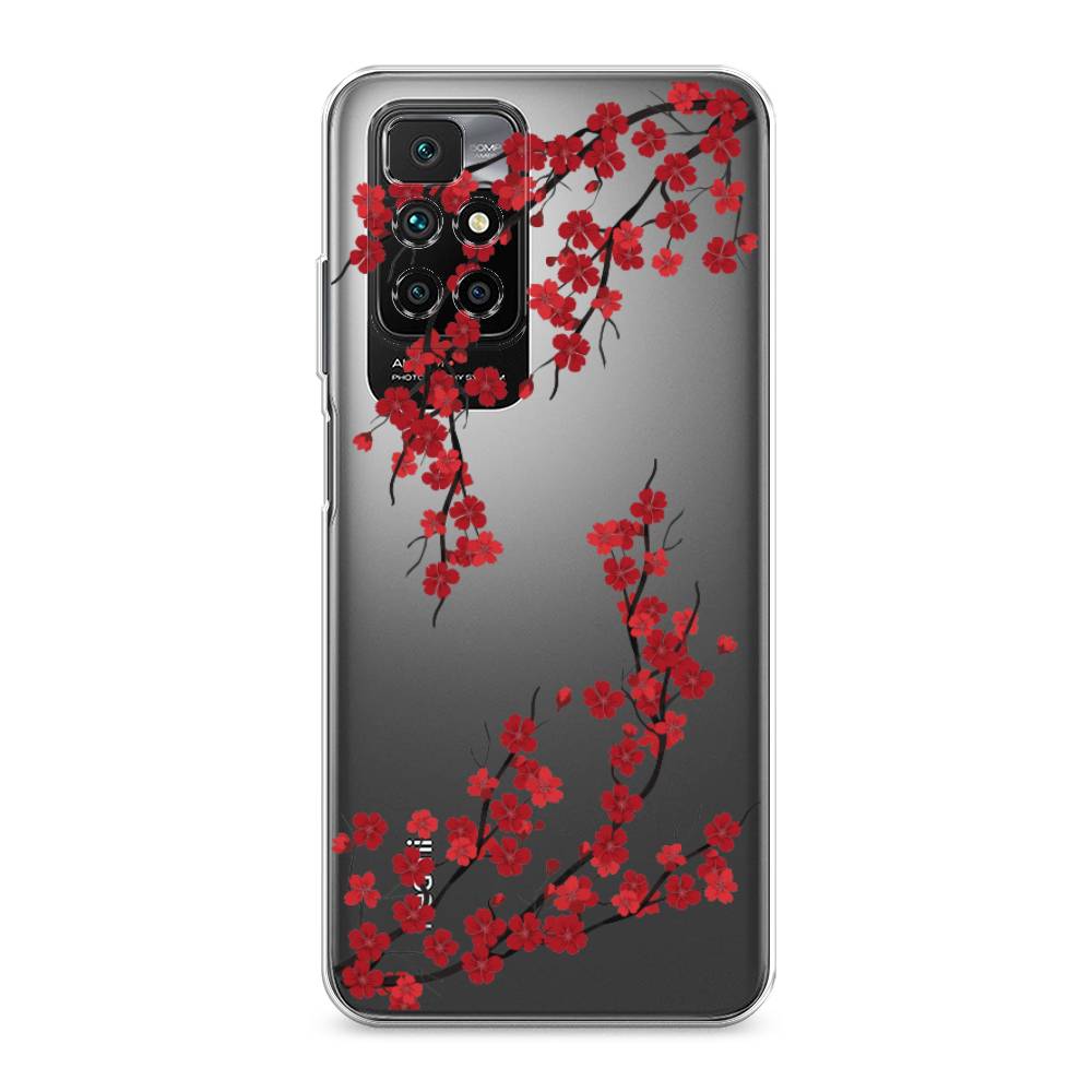 

Чехол на Xiaomi Redmi 10 "Красная сакура", Красный;черный, 311350-2