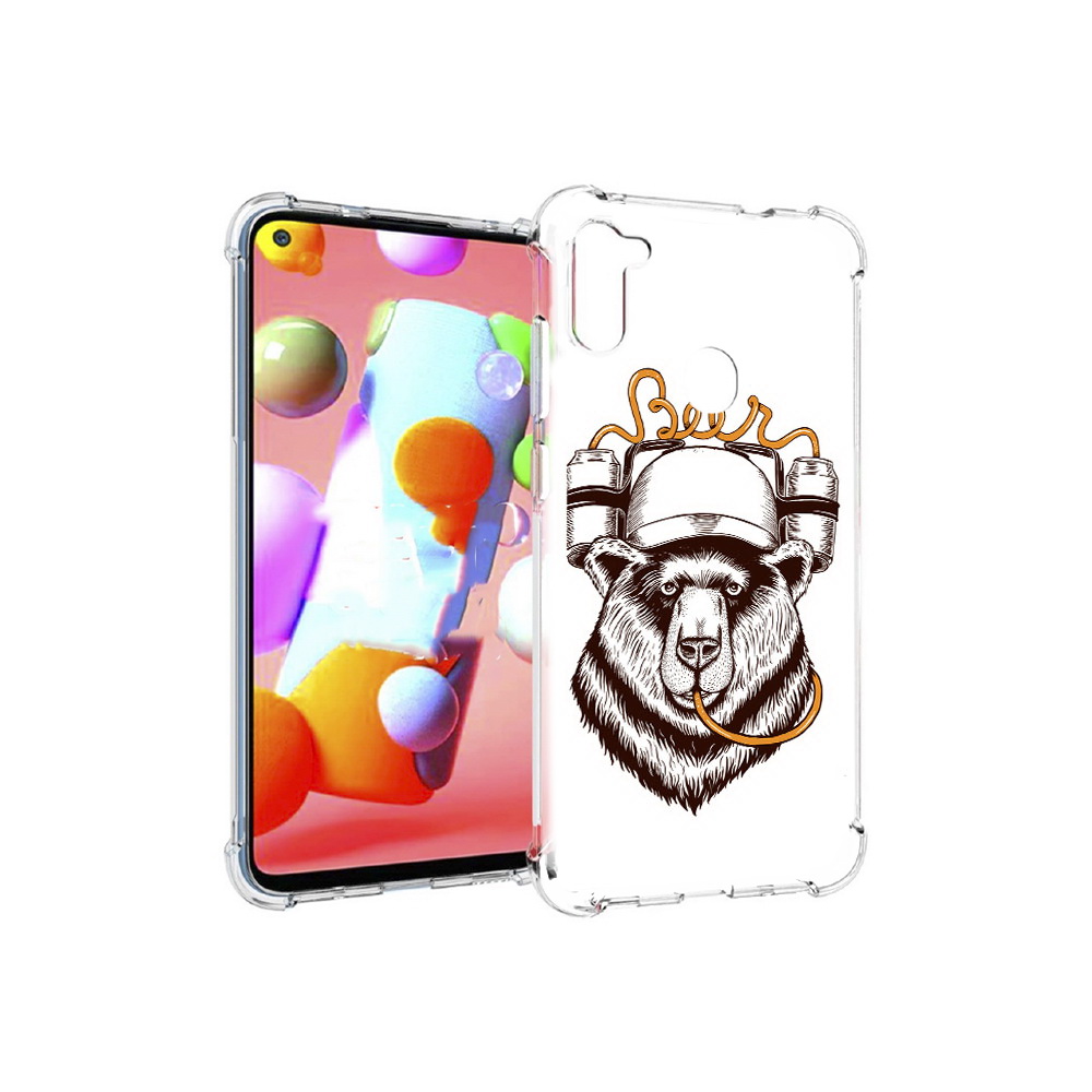 

Чехол MyPads Tocco для Samsung Galaxy M11 пивной медведь (PT147121.487.538), Прозрачный, Tocco