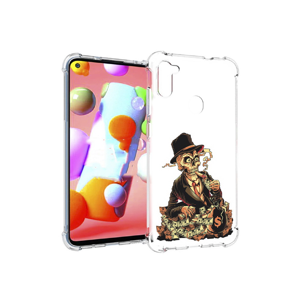 

Чехол MyPads Tocco для Samsung Galaxy M11 нарисованный череп с сигаретой, Прозрачный, Tocco