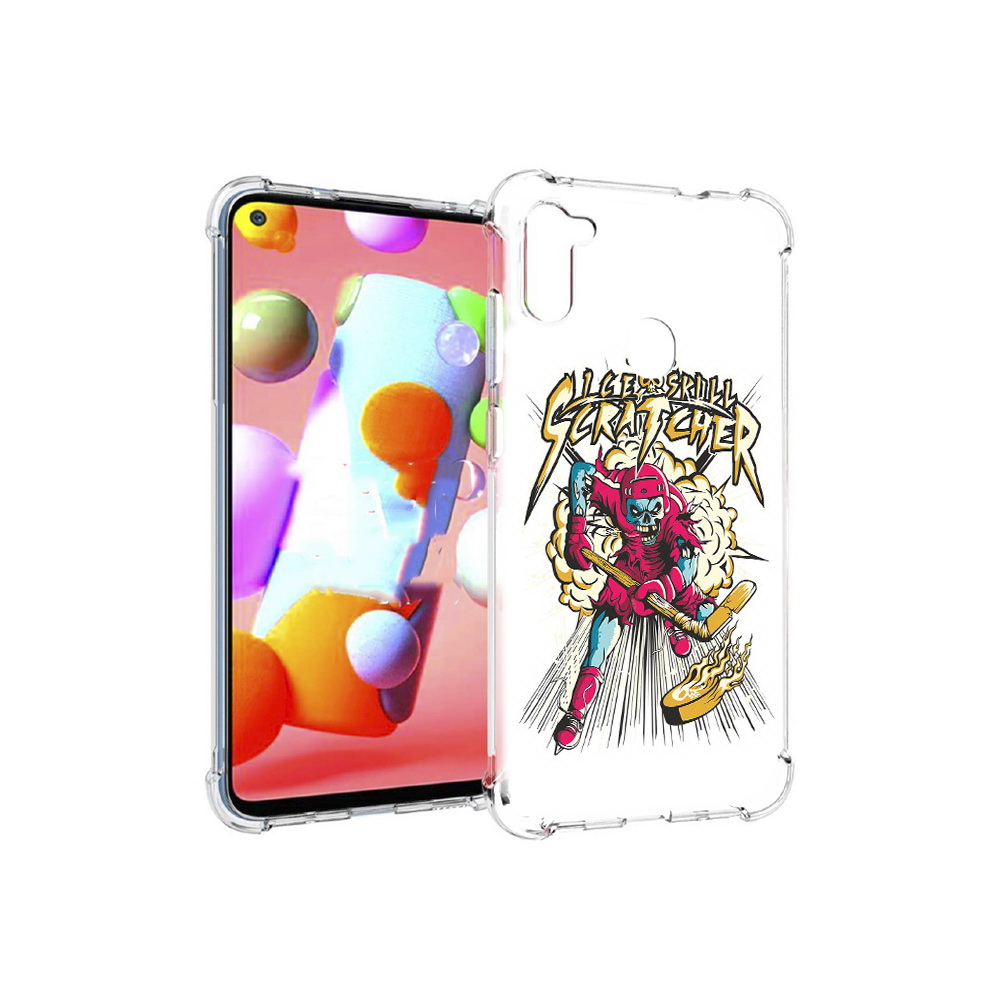 

Чехол MyPads Tocco для Samsung Galaxy M11 нарисованный скелет хоккеист (PT147121.487.514), Прозрачный, Tocco