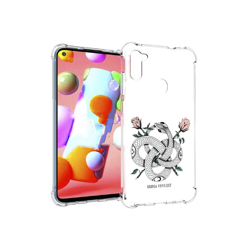 

Чехол MyPads Tocco для Samsung Galaxy M11 нарисованная змея абстракция (PT147121.487.502), Прозрачный, Tocco