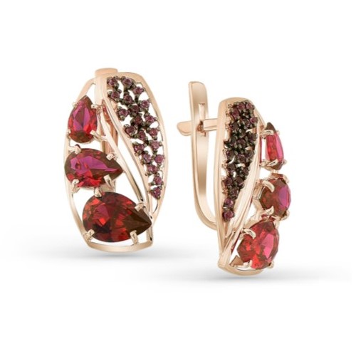 

Серьги из красного золота Magic Stones 02-2-270-03, гранат\ фианит, 02-2-270-03