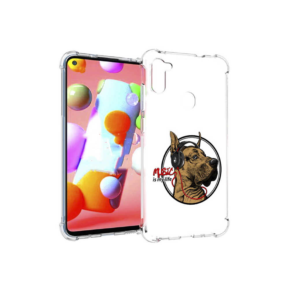 

Чехол MyPads Tocco для Samsung Galaxy M11 музыкальная собака (PT147121.487.490), Прозрачный, Tocco