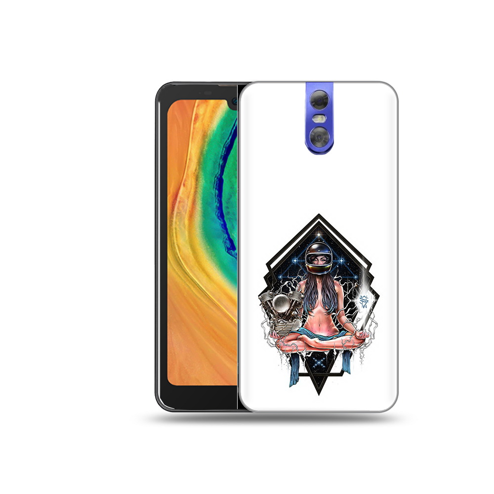 

Чехол MyPads Tocco для Doogee BL7000 красивая девушка в шлеме, Прозрачный, Tocco