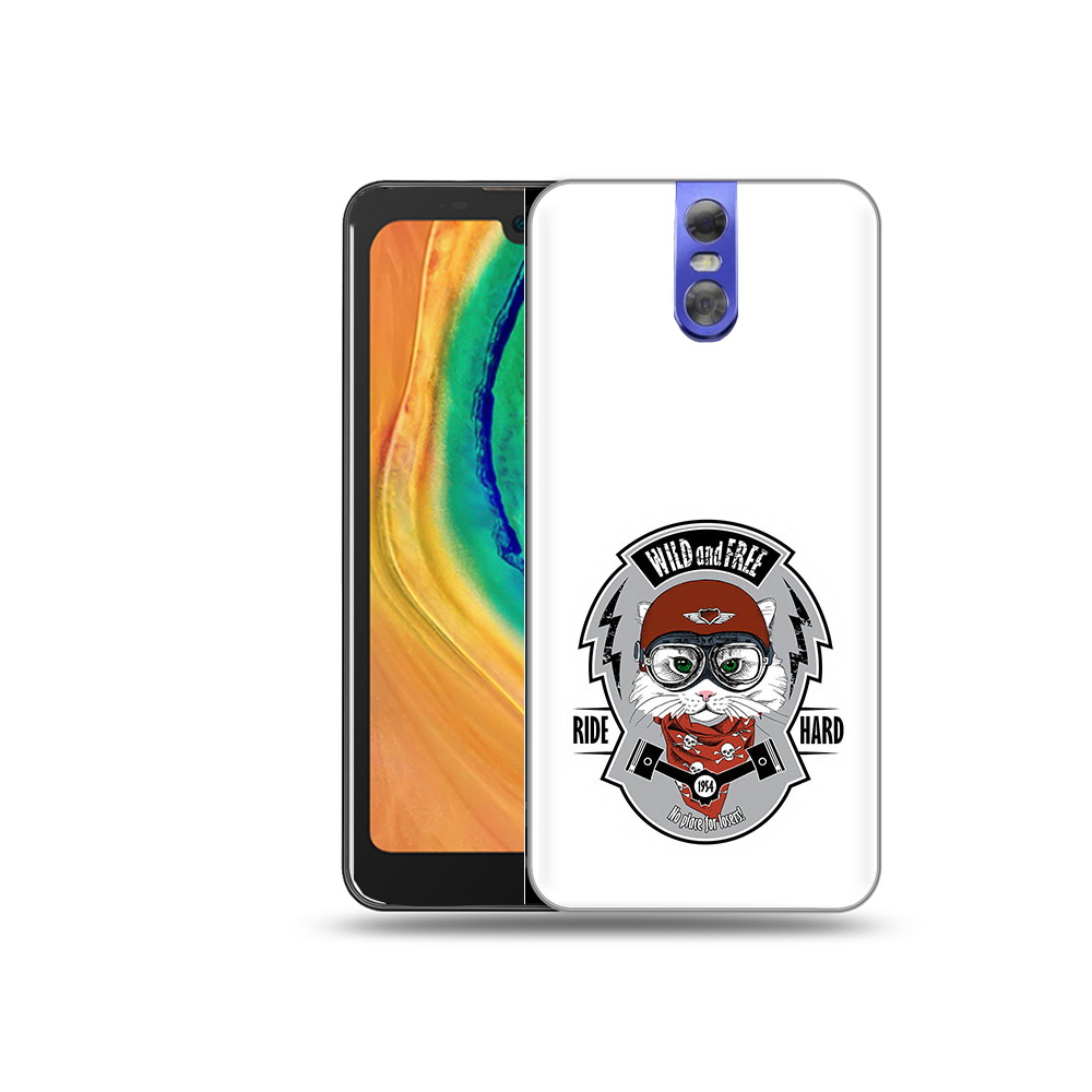 

Чехол MyPads Tocco для Doogee BL7000 кошка в шлеме, Прозрачный, Tocco