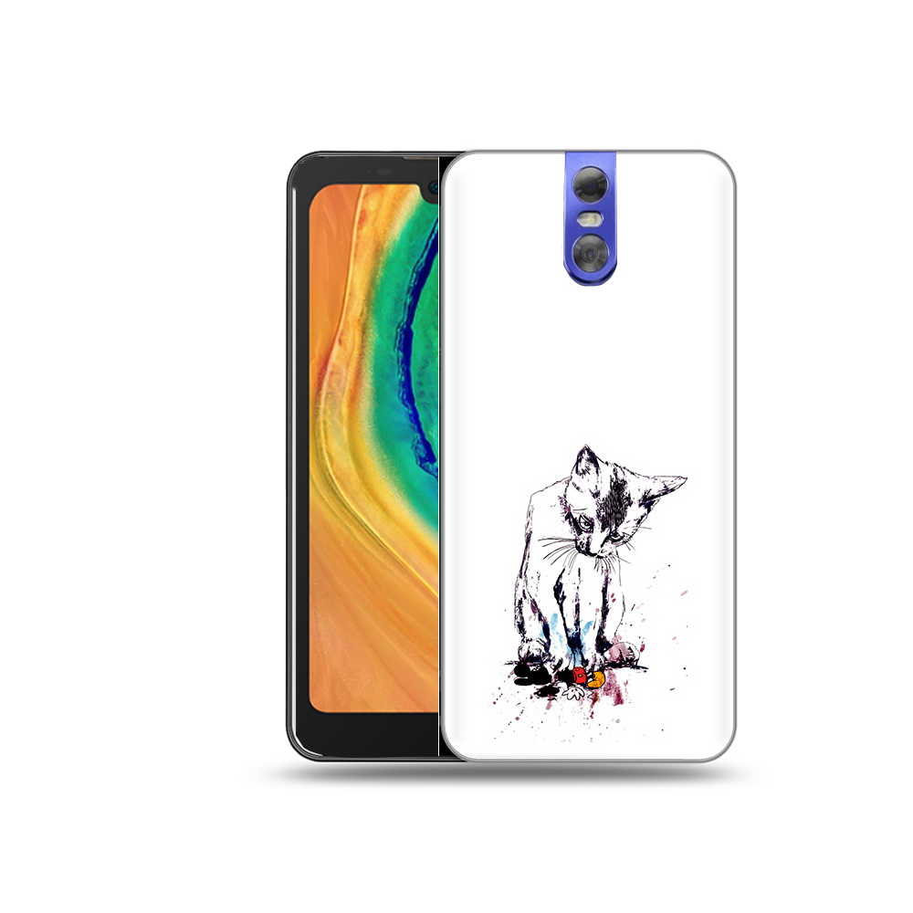 

Чехол MyPads Tocco для Doogee BL7000 кот и микки, Прозрачный, Tocco