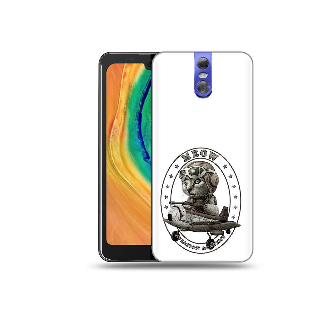 

Чехол MyPads Tocco для Doogee BL7000 кот в самолете, Прозрачный, Tocco