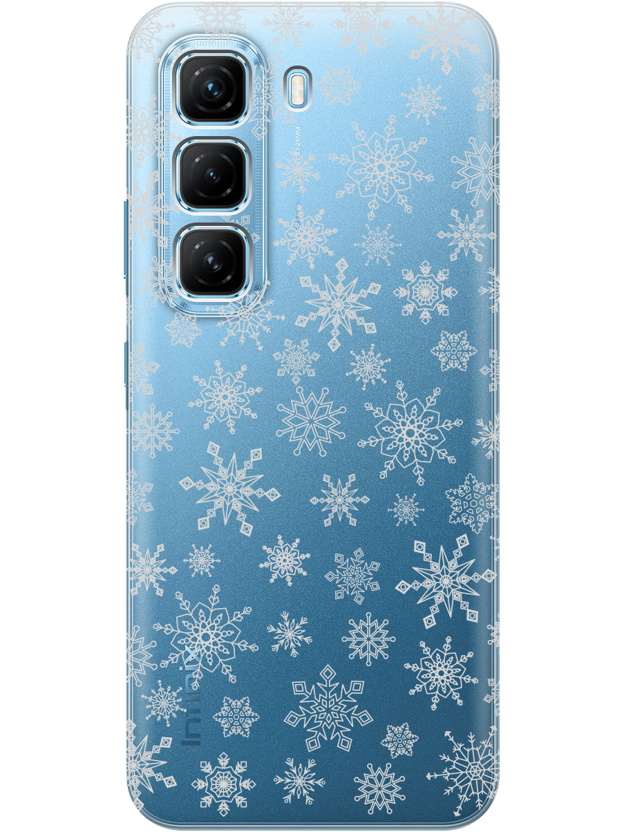 

Силиконовый чехол на Infinix Hot 50 4G с принтом "Волшебные снежинки" прозрачный, Прозрачный;белый;серый, 786718741
