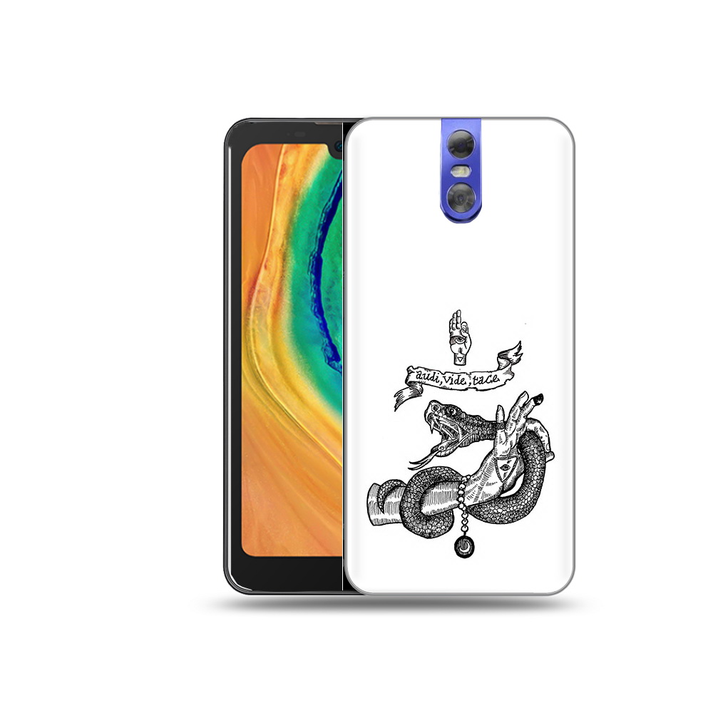 

Чехол MyPads Tocco для Doogee BL7000 змея на руке рисунок, Прозрачный, Tocco