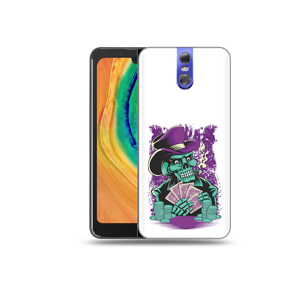 

Чехол MyPads Tocco для Doogee BL7000 зеленый череп с картами, Прозрачный, Tocco