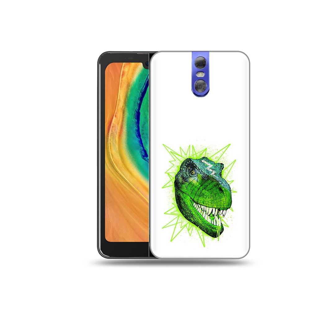 

Чехол MyPads Tocco для Doogee BL7000 зеленый динозавр, Прозрачный, Tocco