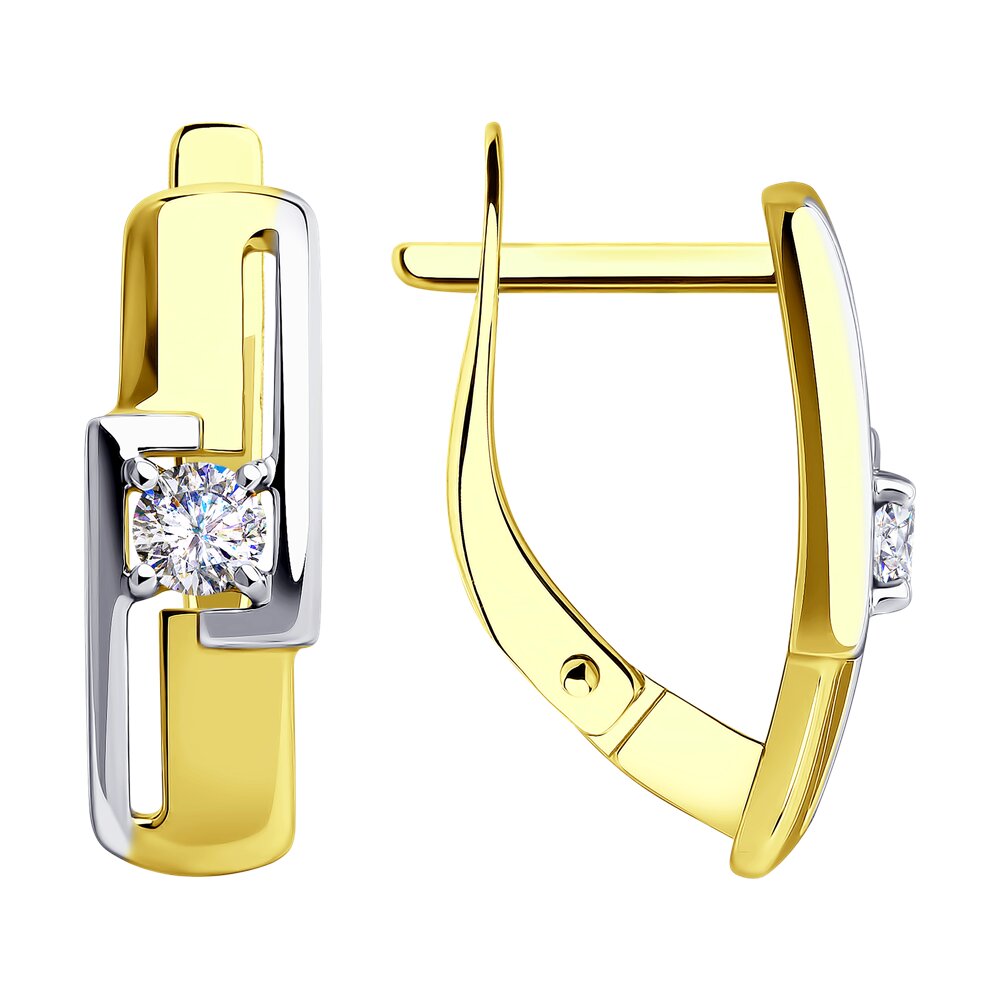 

Серьги из желтого золота с фианитом Diamant 53-120-00892-1, 53-120-00892-1