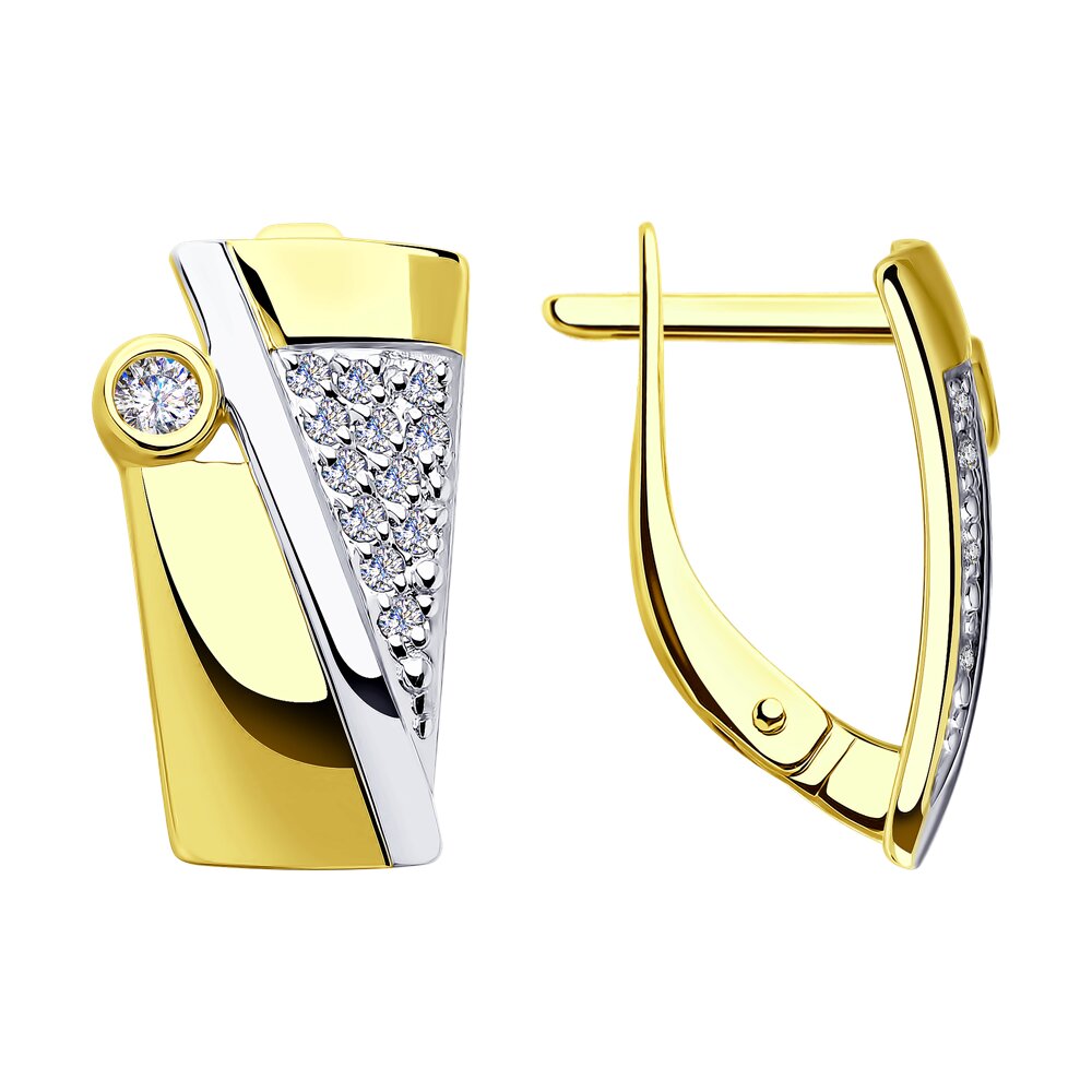 

Серьги из желтого золота с фианитом Diamant 53-120-00163-1, 53-120-00163-1