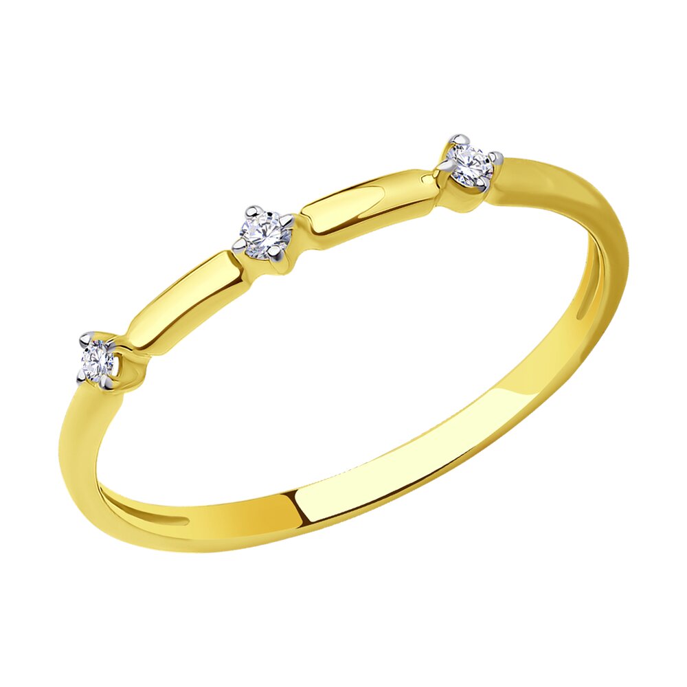 

Кольцо из желтого золота с фианитом р. 16 Diamant 53-110-01577-1, 53-110-01577-1