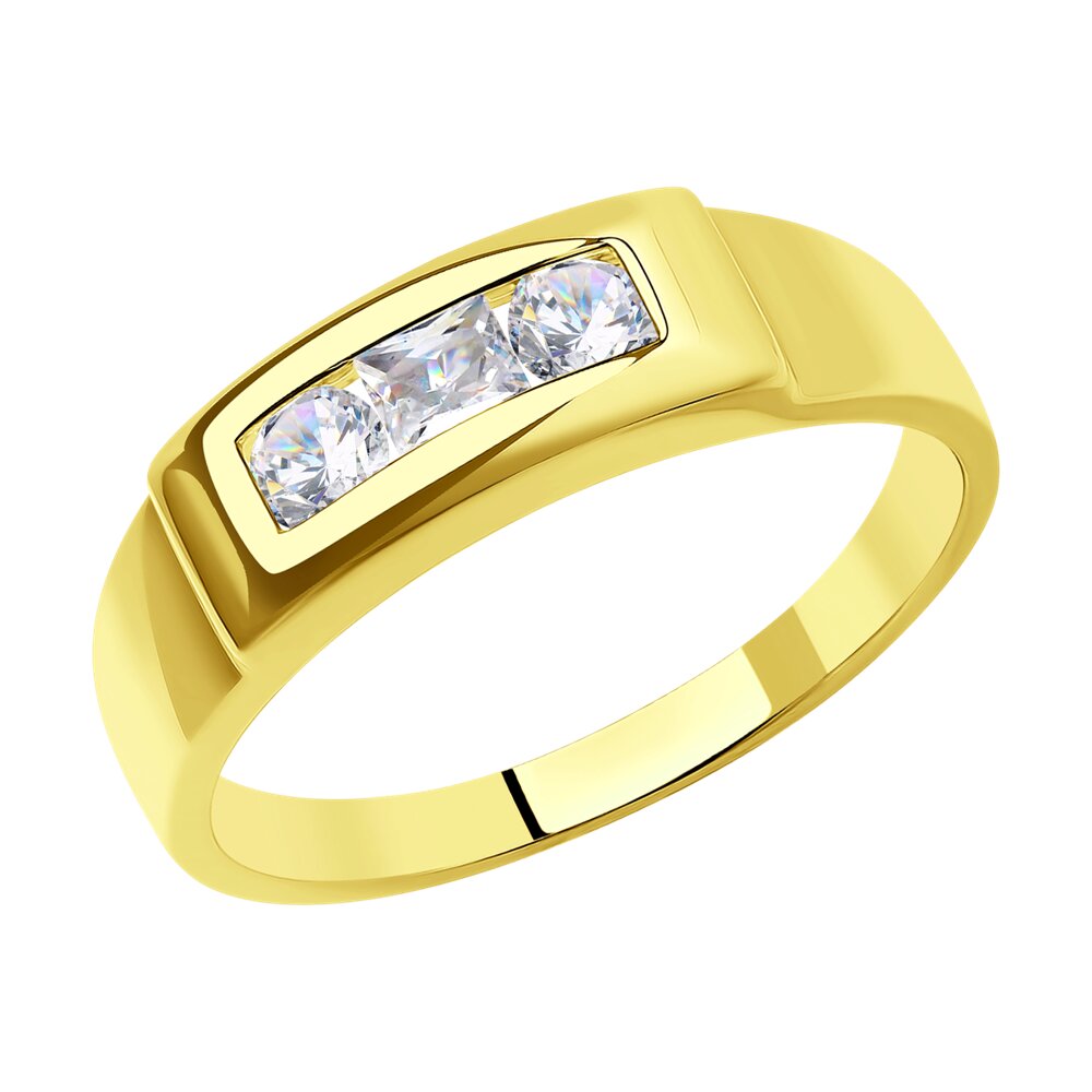 

Кольцо из желтого золота с фианитом р.  Diamant 53-110-01553-1, 53-110-01553-1