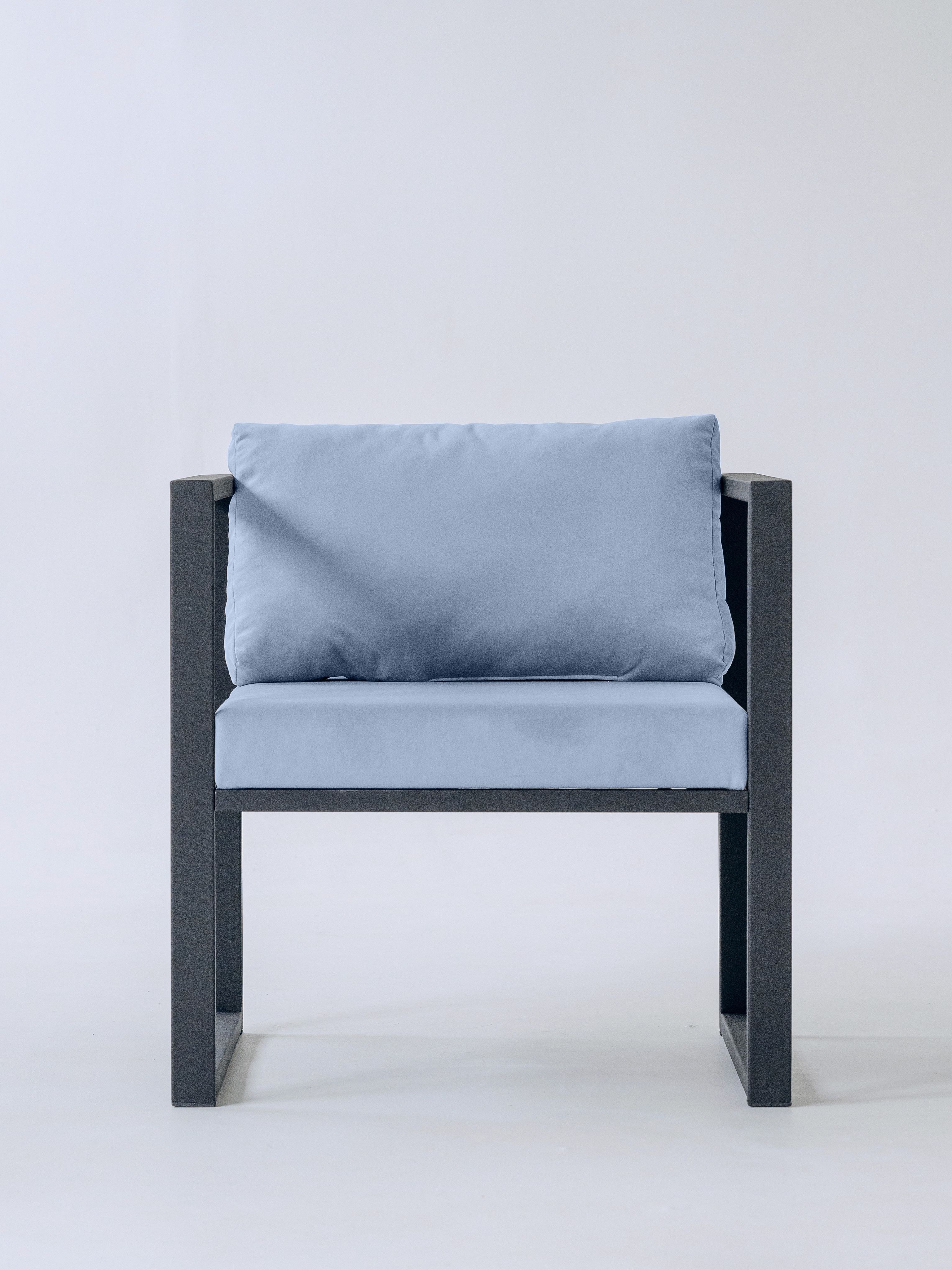 Кресло LoftDC Curl 70х70, велюр, голубой