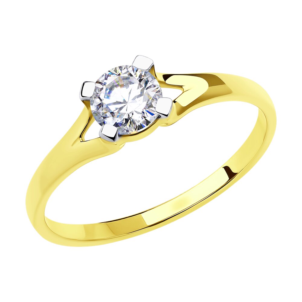 

Кольцо из желтого золота с фианитом р.  Diamant 53-110-00896-1, 53-110-00896-1