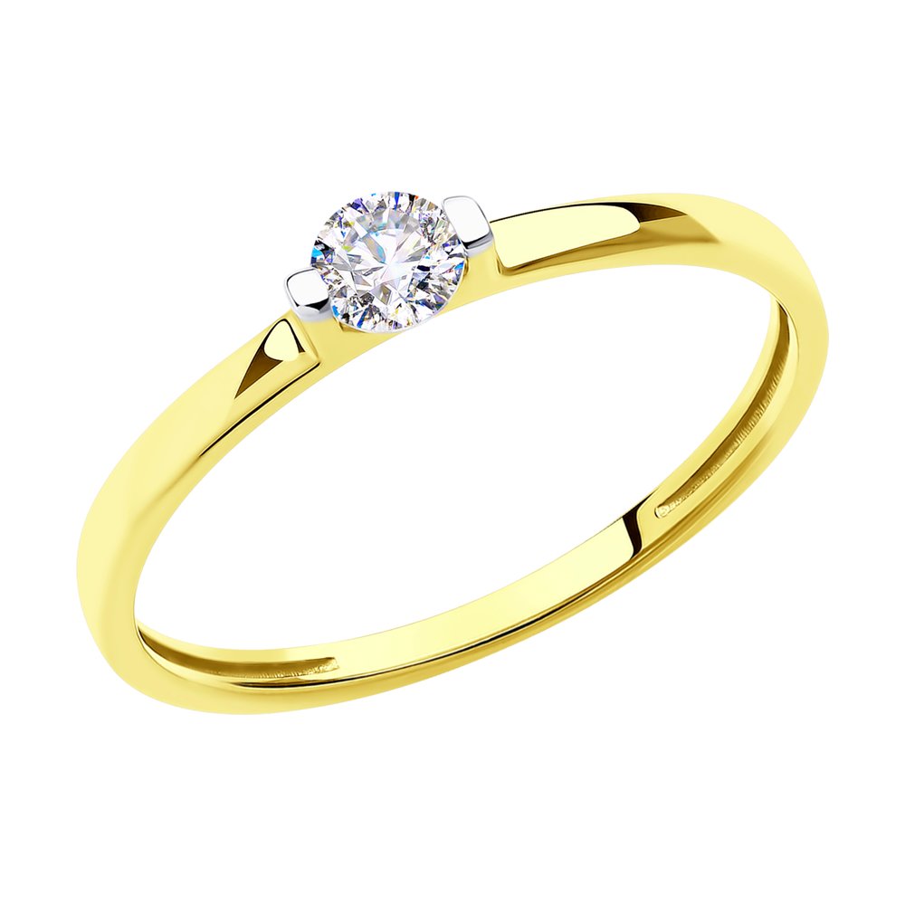 

Кольцо из желтого золота с фианитом р. 17 Diamant 53-110-00840-1, 53-110-00840-1