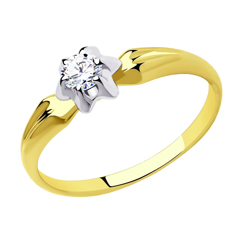 

Кольцо из желтого золота с фианитом р. 16,5 Diamant 53-110-00734-1, 53-110-00734-1