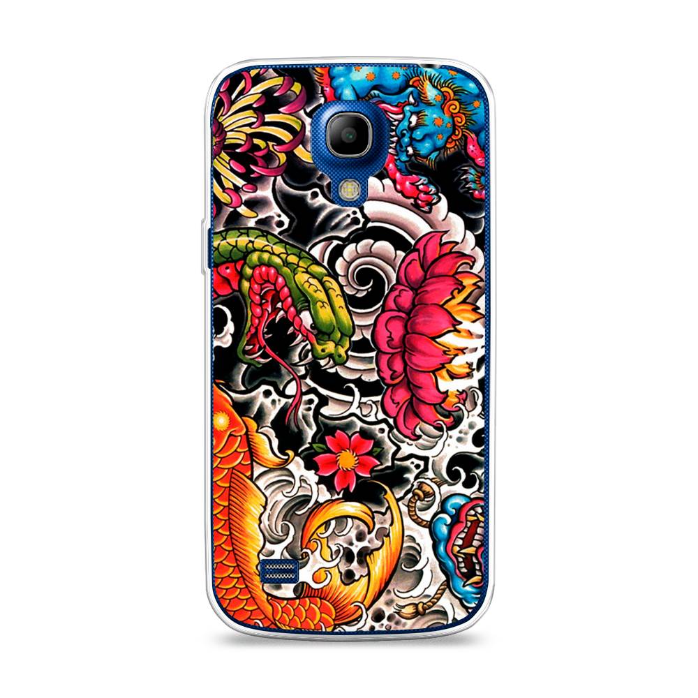

Чехол на Samsung Galaxy S4 mini "Японское искусство", Красный;оранжевый;голубой, 24050-4