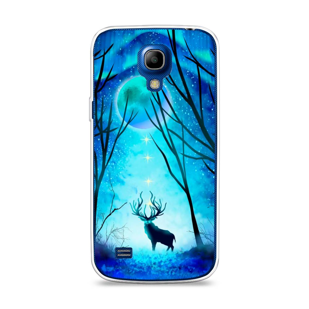 

Чехол на Samsung Galaxy S4 mini "Олень северное сияние", Синий;черный;голубой, 24050-1