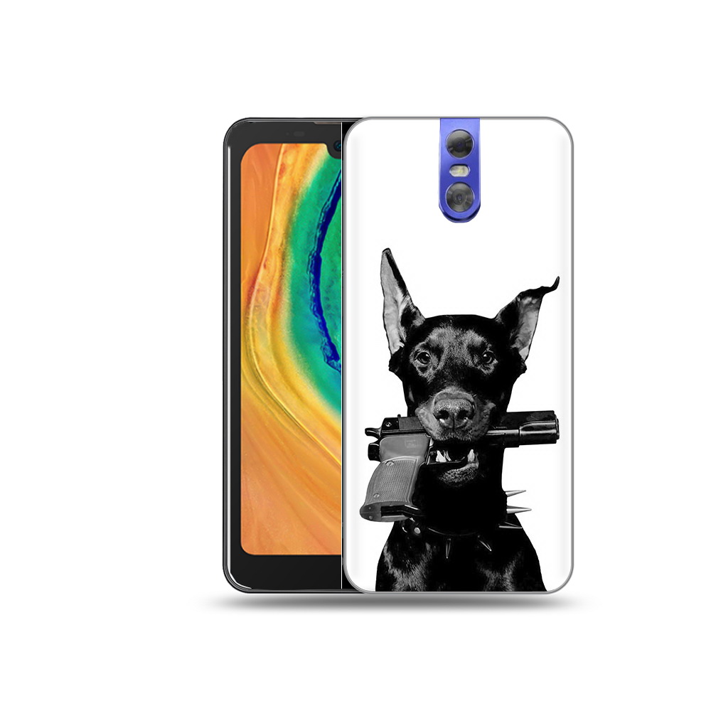 

Чехол MyPads Tocco для Doogee BL7000 доберман с пистолетом, Прозрачный, Tocco