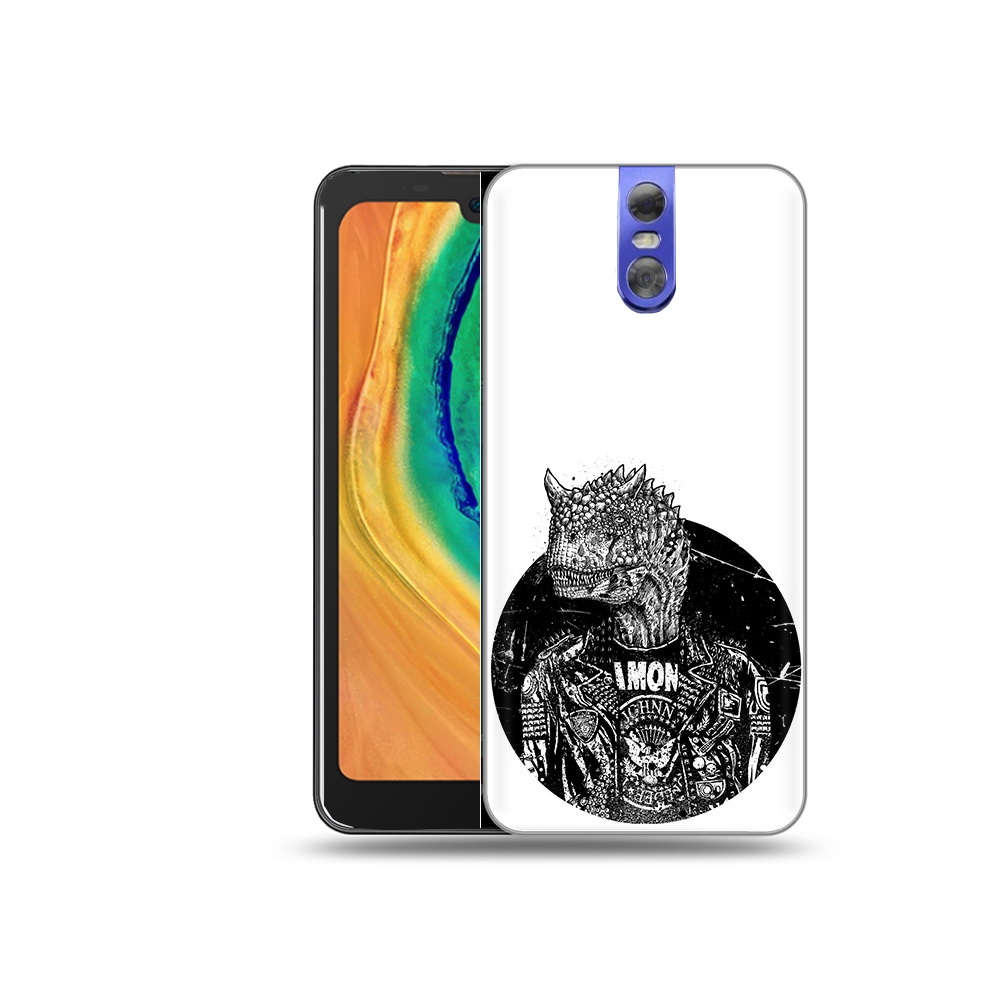 

Чехол MyPads Tocco для Doogee BL7000 динозавр в куртке, Прозрачный, Tocco