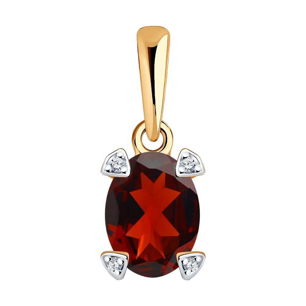 

Кулон из красного золота с фианитом/гранатом Diamant 51-330-01968-2, 51-330-01968-2