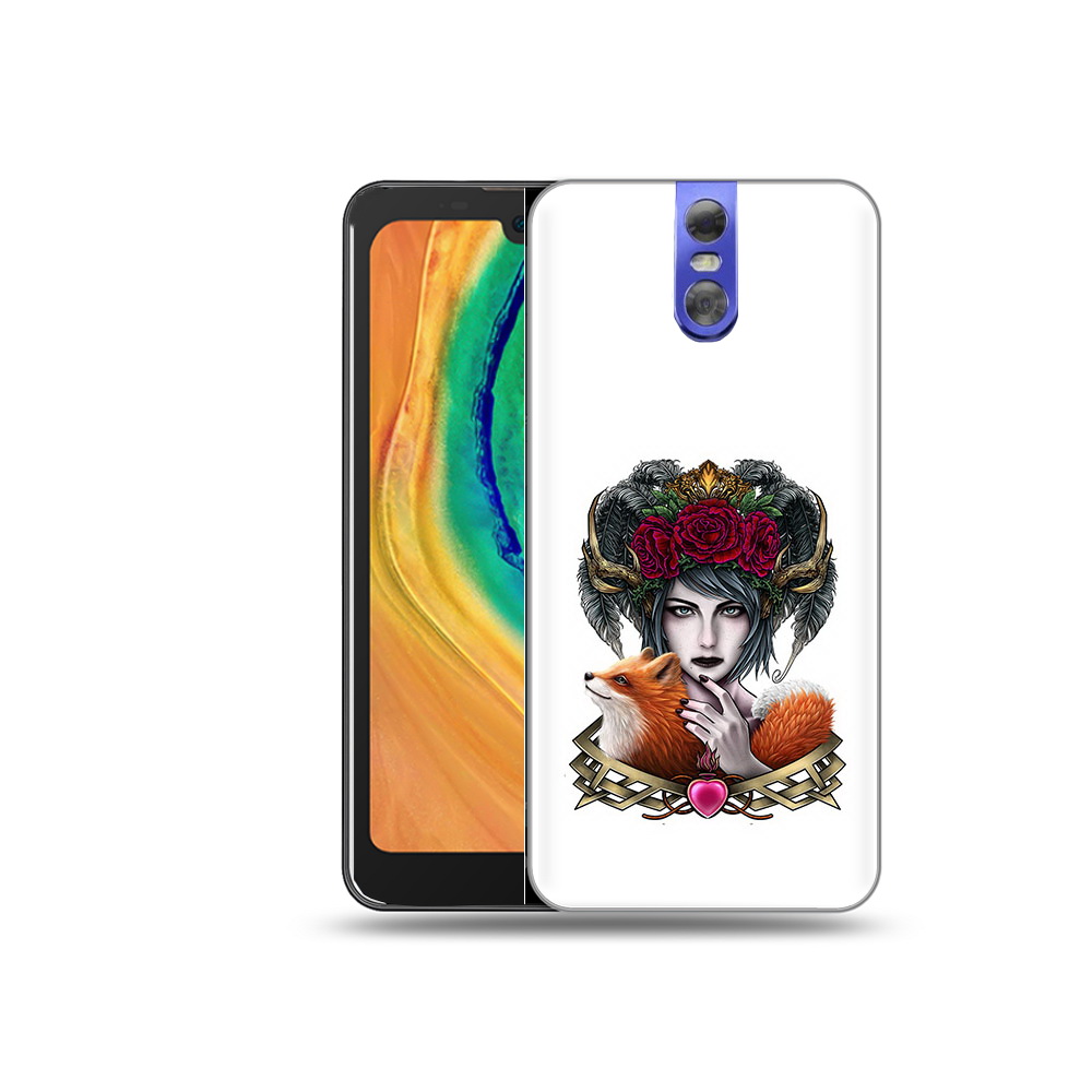 

Чехол MyPads Tocco для Doogee BL7000 девушка с лисой, Прозрачный, Tocco