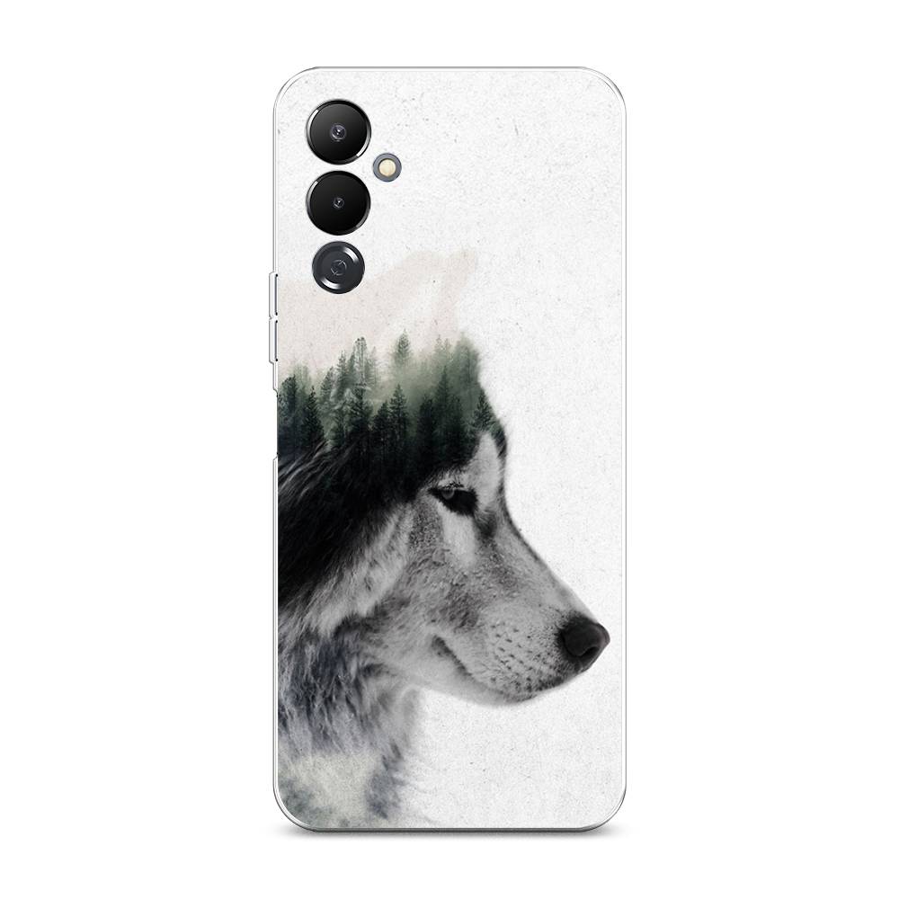 

Чехол на Tecno Pova 4 "Волк лес", Серый;белый, 302550-1