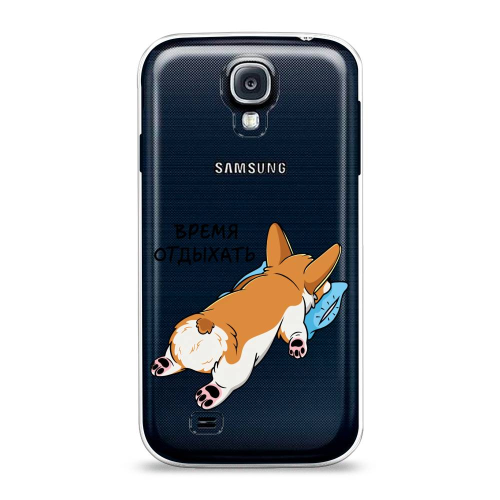 

Чехол на Samsung Galaxy S4 "Корги отдыхает", Черный;коричневый;голубой, 23950-1